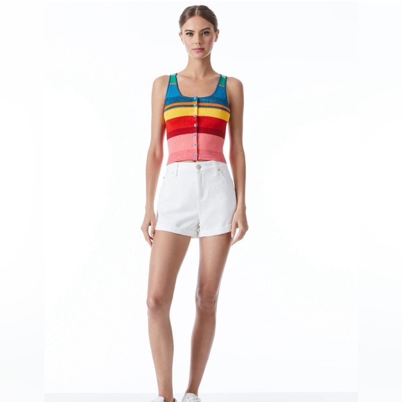 ALICE + OLIVIA Daryn Button Crop Top - Size Small - Picture 2 of 6